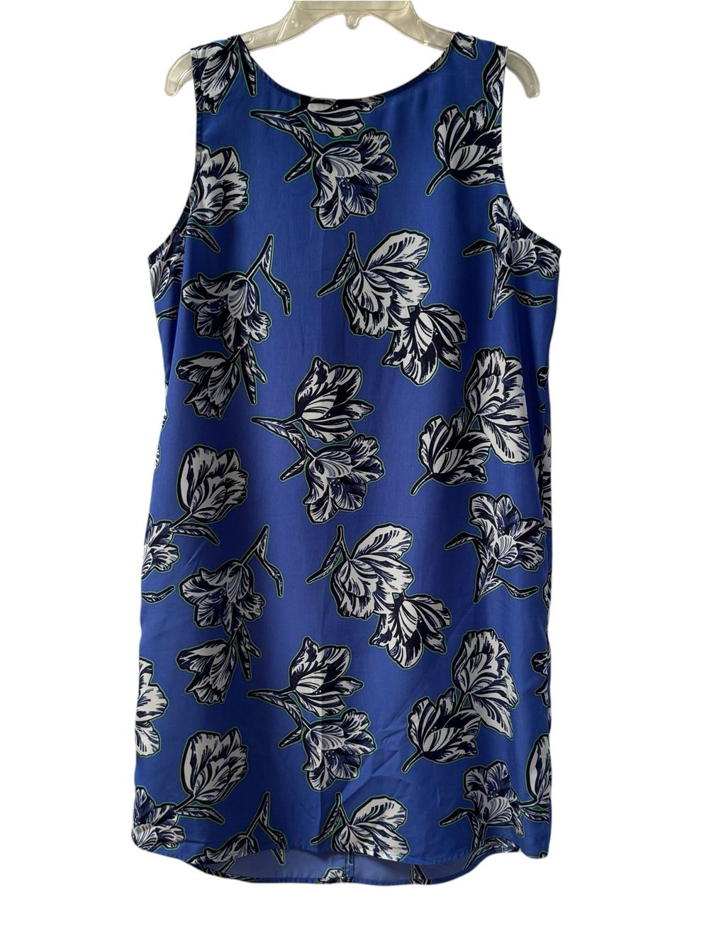 Halogen Royal Blue Floral Shift Dress‎ Sleeveless Zip Back Size S